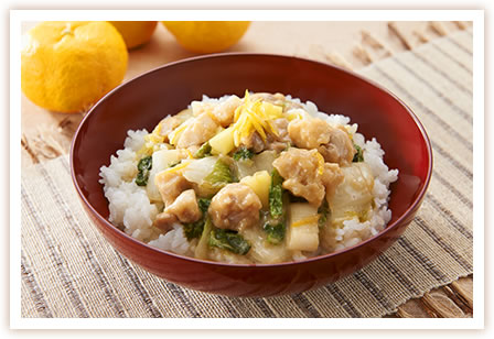 鶏と冬野菜のゆず味噌丼