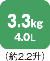 容量 3.3kg 4.0L（約2.2升）