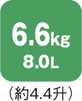 容量 6.6kg 8.0L（約4.4升）