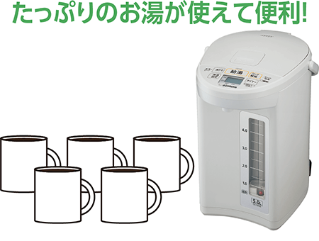 電動ポットCD-SE50 使いやすさたっぷり。5Lの大容量＆985Wスピード沸と-