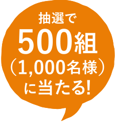 抽選で500組（1000名様に当たる）