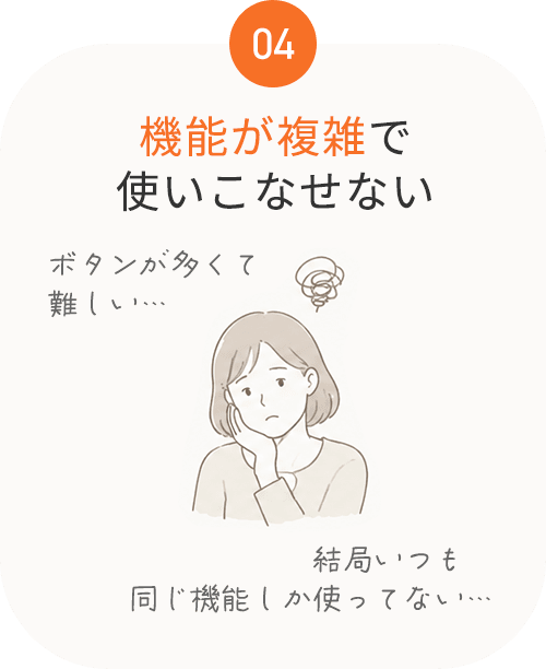 04 機能が複雑で使いこなせない