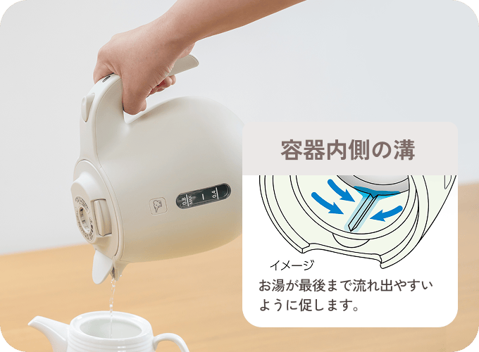 お湯が最後まで流れ出やすいように促します。