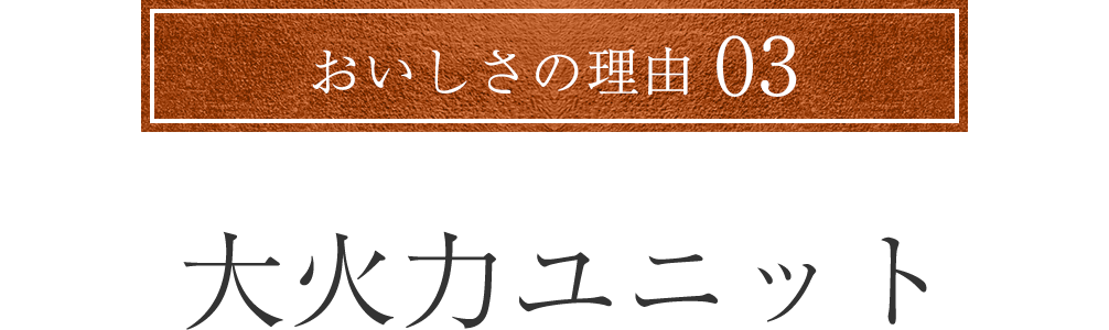 おいしさの理由03 大火力ユニット