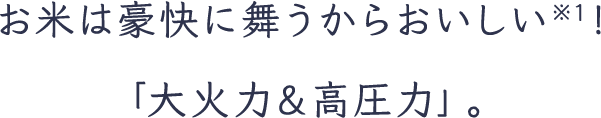 お米は豪快に舞うからおいしい※1！「大火力＆高圧力」。