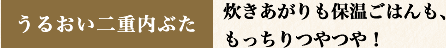 うるおい二重内ぶた 炊きあがりも保温もごはんも、もっちりつやつや！