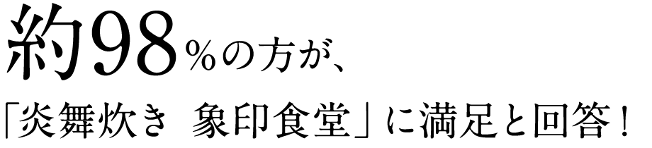 約98％の方が、「炎舞炊き 象印食堂」に満足と回答！