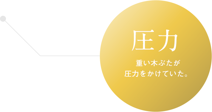 圧力：重い木ぶたが圧力をかけていた。