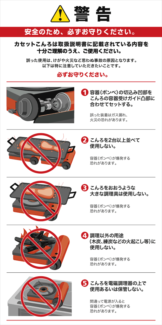 ポータブルコンロ カセットこんろ の使用上の注意事項 お客様サポート 象印マホービン